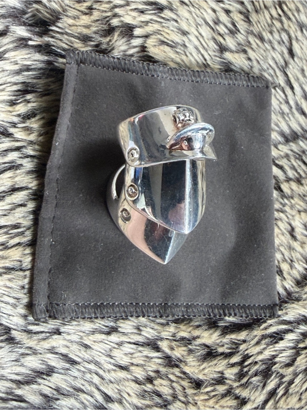 Vivienne Westwood Sterling Silver Armour Ring w/ Orb - Excellent Pre Owned Cond - Picture 8 of 11